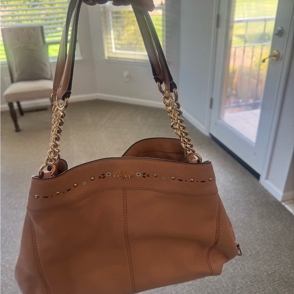 Coach Handbags - Coach Brown Leather Shoulder Bag with Gold Chain